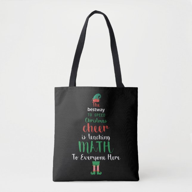 Math Teacher jul Elf Gift-design Tygkasse (Framsida)