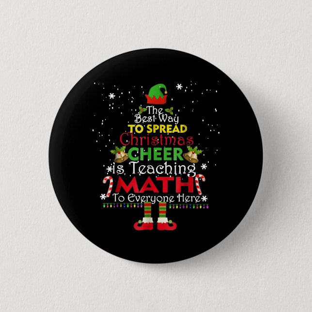 Math Teacher jul Shirt Elf jul Cheer Knapp (Framsida)