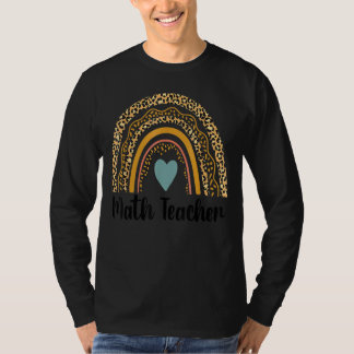 Math Teacher Leopard Rainbow Back To School Teache T Shirt