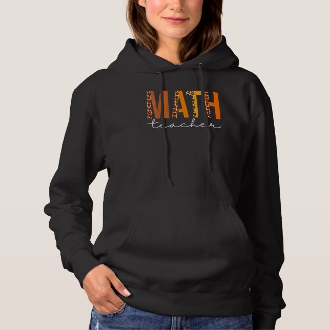 Math Teacher Leopard Squad Cute Fall Autumn Thanks T Shirt (Framsida)