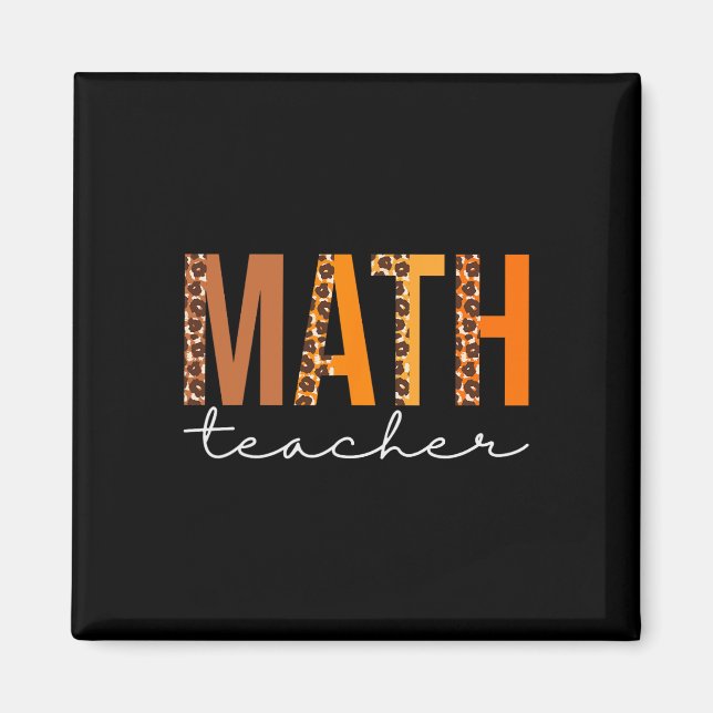 Math Teacher Leopard Squad Cute Fall Höst tack Magnet (Framsidan)