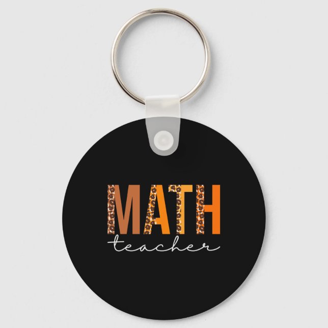 Math Teacher Leopard Squad Cute Fall Höst tack Nyckelring (Framsida)