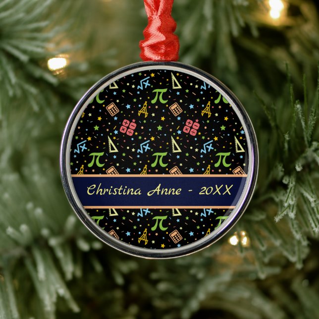 Math Teacher - Matematiska symboler Mönster Metall Julgransprydnad Metall (Träd)