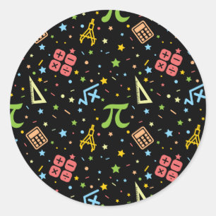 Math Teacher - Matematiska symboler Mönster Runt Klistermärke