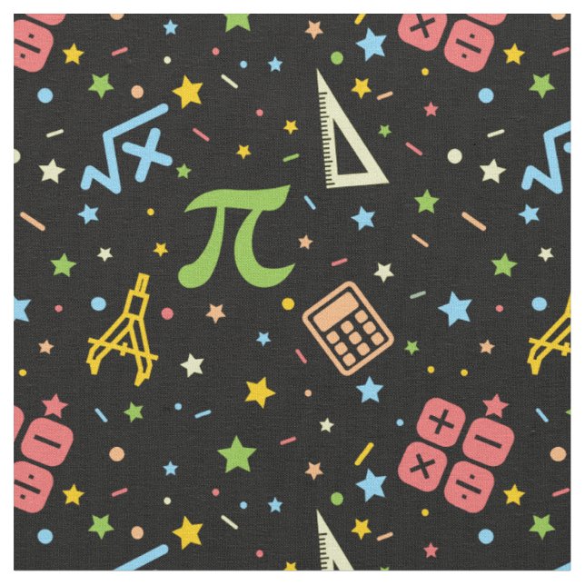 Math Teacher - Matematiska symboler Mönster Tyg (Närbild)