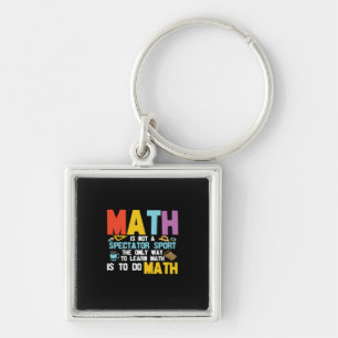 Math Teacher Math är inte en idrottsutövare Fyrkantig Silverfärgad Nyckelring