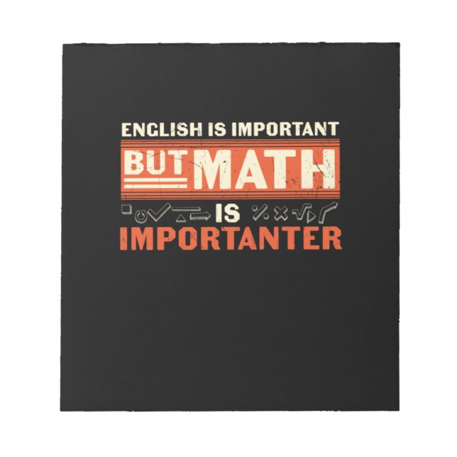 Math Teacher Math är viktig Anteckningsblock (Framsida)