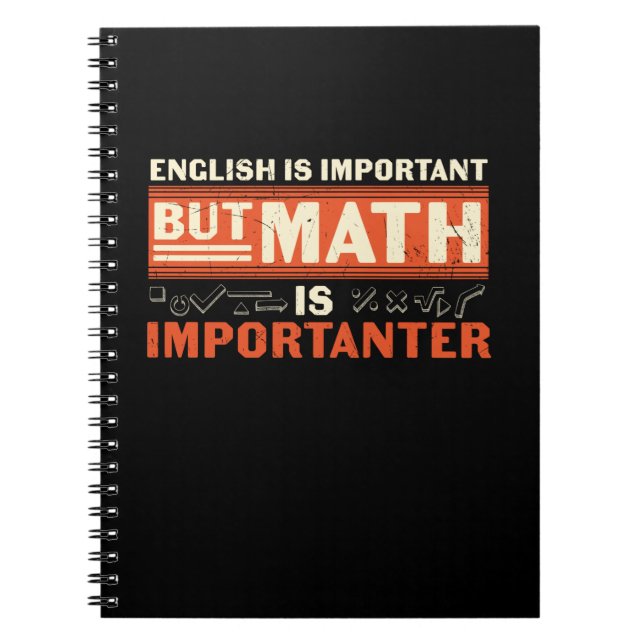 Math Teacher Math är viktig Anteckningsbok (Framsidan)