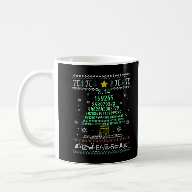 Math Teacher Merry Christmath Pi Träd Ljus Ugly Kaffemugg (Vänster)