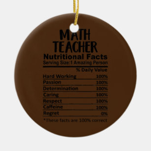 Math Teacher Nutrition Facts Funny  Julgransprydnad Keramik