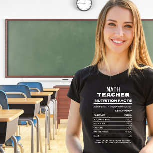 Math Teacher Nutrition Facts Funny T Shirt