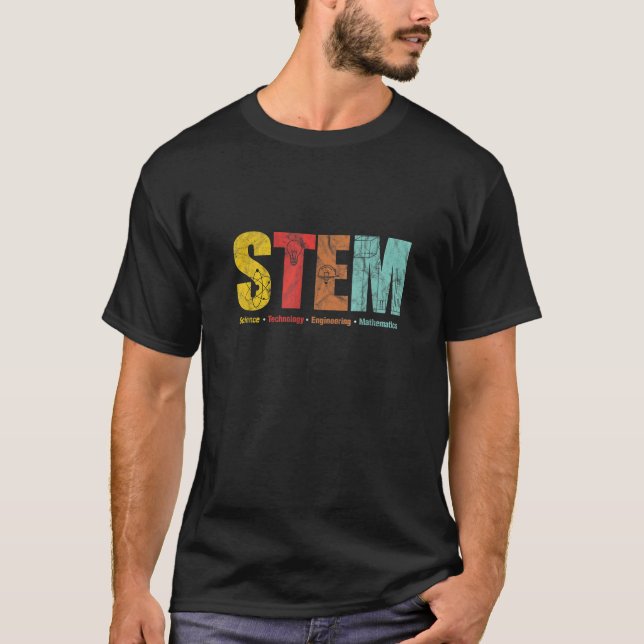 Math Teacher STEM Science Technology Engineering M T Shirt (Framsida)