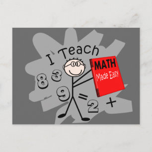 Math Teacher Stick Person Gifts Vykort