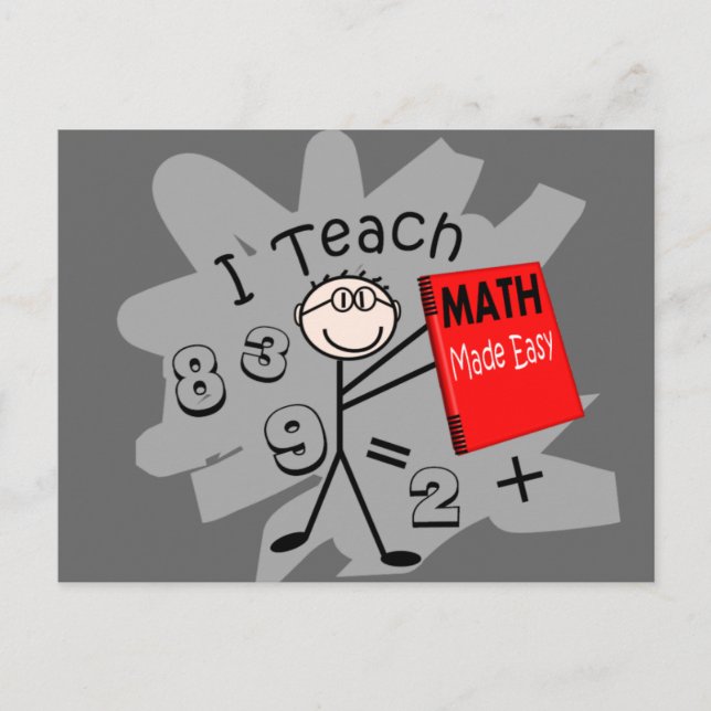 Math Teacher Stick Person Gifts Vykort (Framsida)