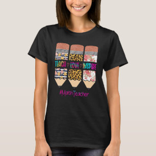 Math Teacher Teach Kärlek Inspire Pencil Leopard T Shirt