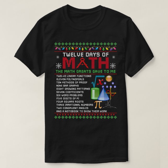 Math Teachers For Christmas Twelve Days Of Math Ug T Shirt (Design framsida)