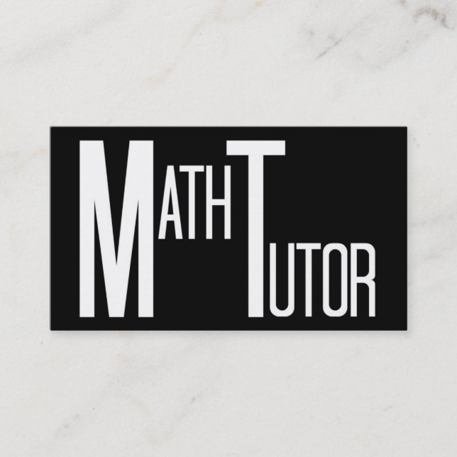 Math Tutor Black and White Visitkort (Framsida)