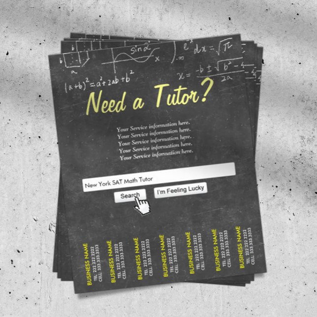 Math Tutor Professionell Chalkboard Search Pub Flygblad (Skapare uppladdad)