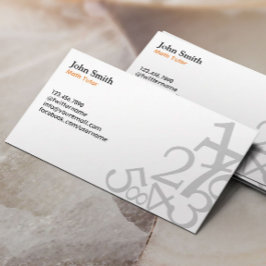 Math Tutor Simple Numbers Teacher Plain Visitkort