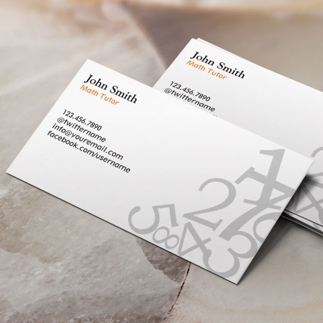 Math Tutor Simple Numbers Teacher Plain Visitkort (Skapare uppladdad)