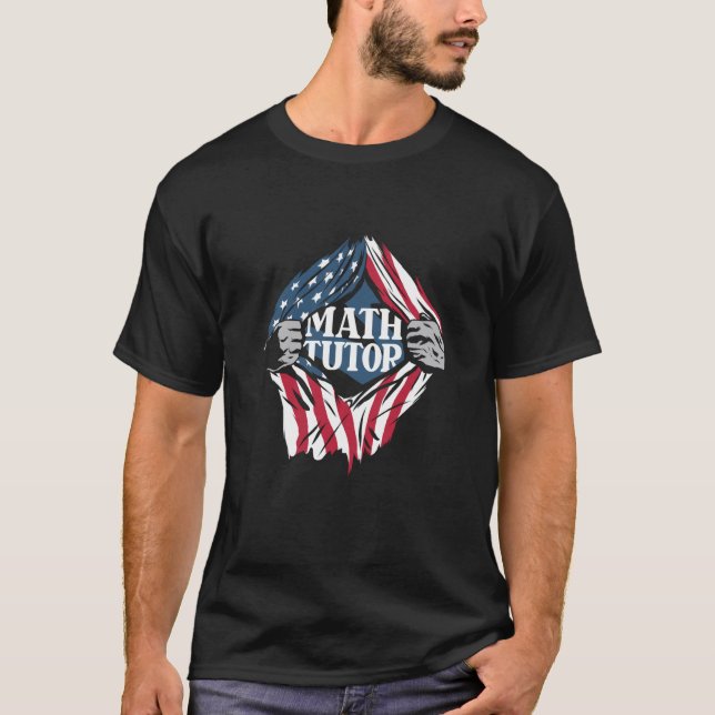 Math Tutor Us Flagga School Educator Teacher Math  T Shirt (Framsida)