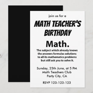 Math Typography Math Teacher Birthday Math Inbjudningar