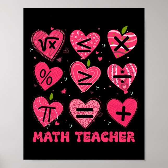 Math Valentine Dag Lärare Math Symboler Aritmetik Poster (Framsidan)