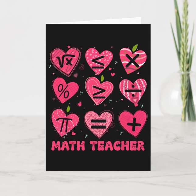 Math Valentine Day Teacher Math Symboles Arithmeti Kort (Framsida)