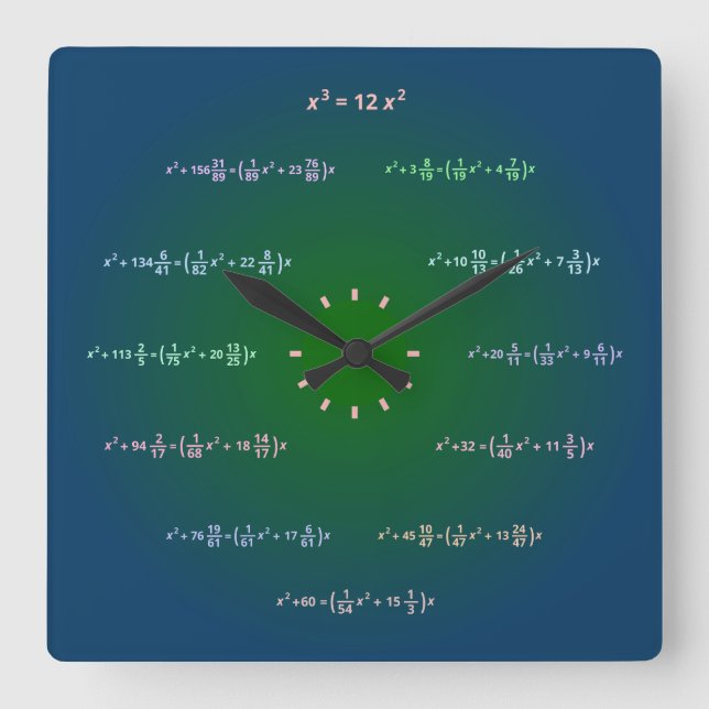 Math Wall Clock (AM-PM-minuter) Fyrkantig Klocka (Framsida)