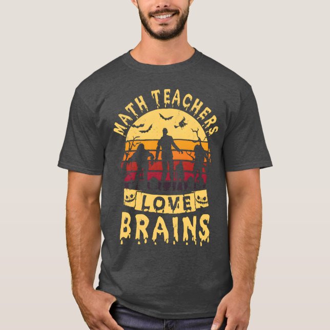Matheacher Kärlek Brains Halloween Math-vän T Shirt (Framsida)
