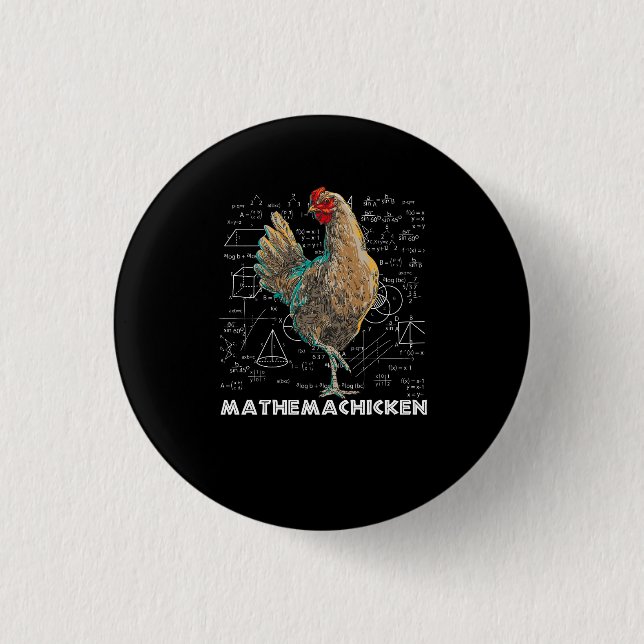 Mathemachicken I Kärlek Chicken Funny Math Älskare Knapp (Framsida)