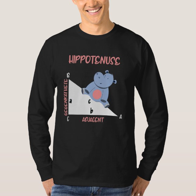Mathematician Hippotenuse Hippo Triangle T Shirt (Framsida)