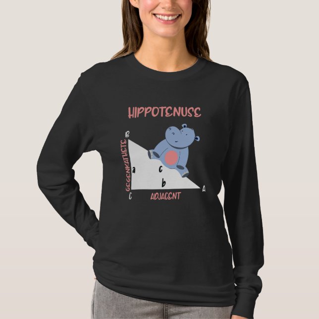 Mathematician Hippotenuse Hippo Triangle T Shirt (Framsida)