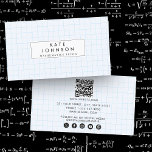Mathematics Lacher Tutor Graph Teacher QR-kod Visitkort<br><div class="desc">Ett affärskort för rutnätsmatematikdiagram. En perfekt design för matematiklärare,  matematiska entusiaster,  vetenskapsmän och matematikhandledare. Ett enkelt och professionell sätt att presentera ditt företag. Social-medieikoner som ingår i affärskortets utformning för använda. Anpassa dina uppgifter för att skapa ditt eget unika affärskort.</div>