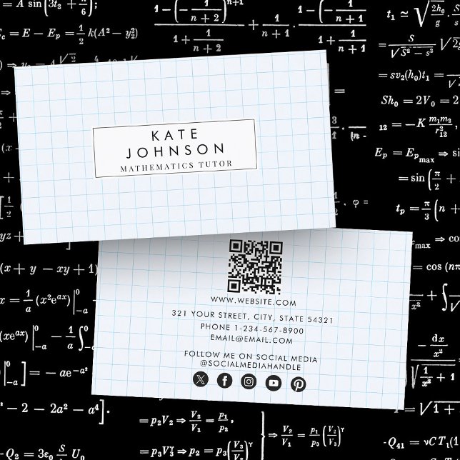 Mathematics Lacher Tutor Graph Teacher QR-kod Visitkort (Mathematics Teacher Tutor Graph Teacher QR Code Business Card)