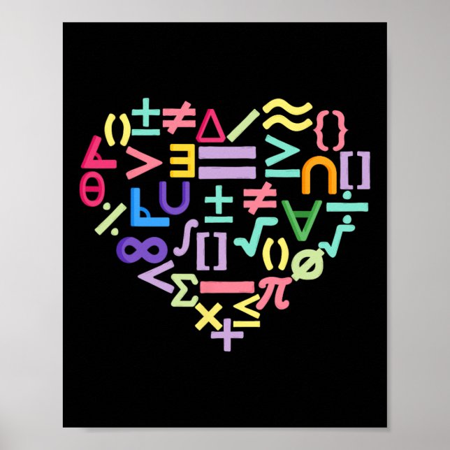 Mathematics Symbols Heart Fun Valentines Day Math  Poster (Framsidan)