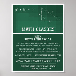 Mathemiska Chalkboard, Math Classes Advertising Poster