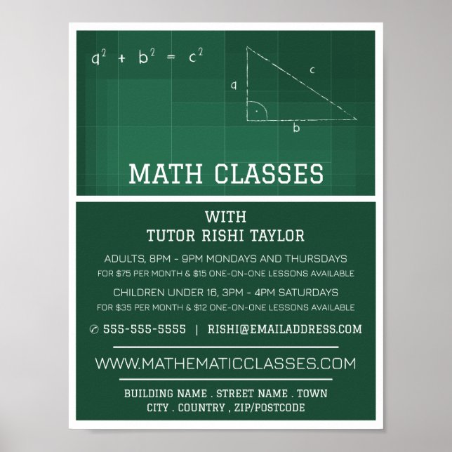 Mathemiska Chalkboard, Math Classes Advertising Poster (Framsidan)
