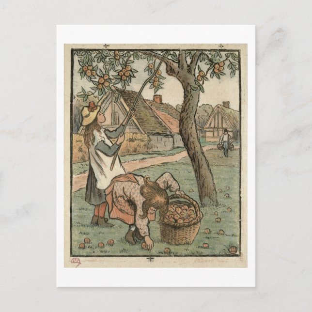 Mathering Apples, från Travaux des Champs, engra Vykort (Framsida)