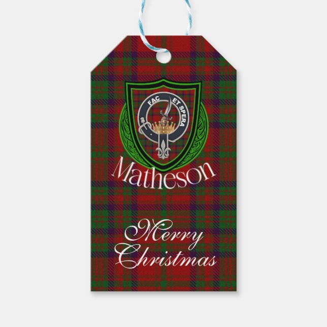 Matheson Scottish Clan Tartan & Crest Presentetikett (Framsidan)