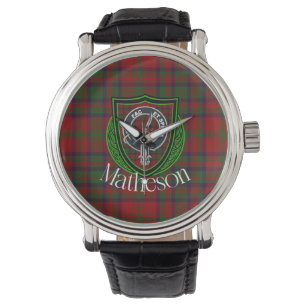Matheson skotska klan tartan och vapensköld armbandsur