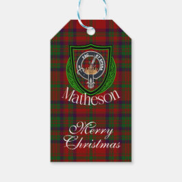 Matheson skotska klanens tartan & vapensköld presentetikett