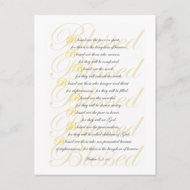 Mathew 5: 3-10 vykort (Framsida)