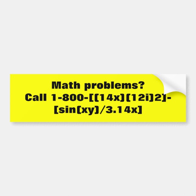 Mathproblem?  Appell 1-800- [(14x) (12i) 2] - Bildekal (Framsidan)