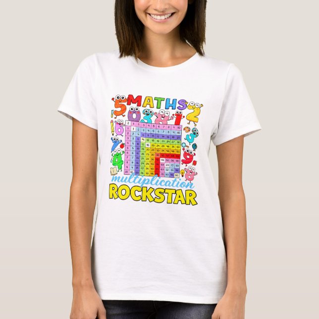 Maths Multiplication Rockstar Calculator T Shirt (Framsida)