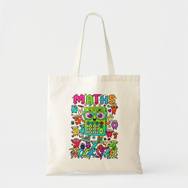 Maths Rockstar Calculator Design Tote Bag Tygkasse (Framsidan)
