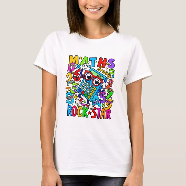 Maths Rockstar T Shirt for Teachers and Number Day (Framsida)