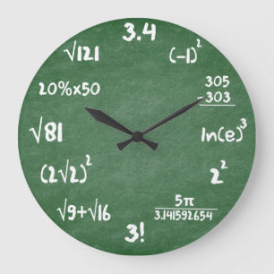 Maths som grönt kritiserar matematikväggen, tar stor klocka