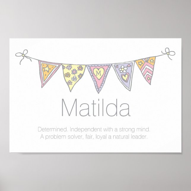 Matilda-flickorna namn och som innebär buntning av poster (Framsidan)