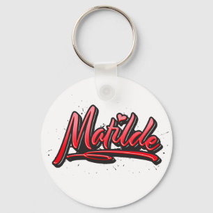 Matilde red Heart Graffiti Schlüsselanhänger Nyckelring